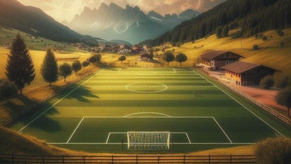 Campo di calcio inserito nel paesaggio