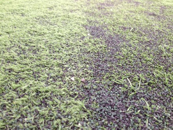 Campo sintetico con fibra consumata